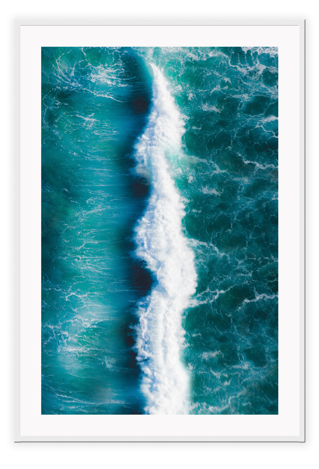 Ocean portrait print blue sea waves white wash minimal coast natural